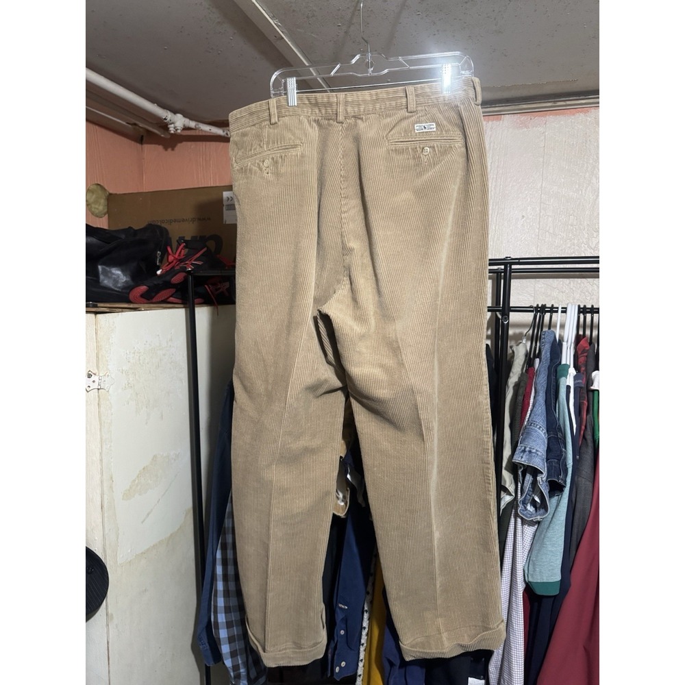 Polo Ralph Lauren Corduroy Pants Mens 38x34 Tan Pleated Polo Cords Classic Fit - Picture 4 of 7